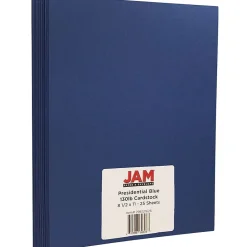 Card Stock*JAM Paper Extra Heavyweight 130 lb. Cardstock Paper, 8.5" x 11", Presidential Blue, 25 Sheets/Pack (296131626)