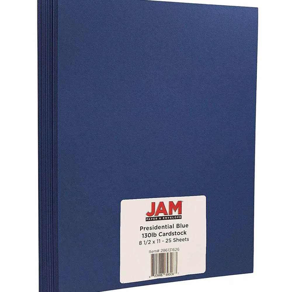 Card Stock*JAM Paper Extra Heavyweight 130 lb. Cardstock Paper, 8.5" x 11", Presidential Blue, 25 Sheets/Pack (296131626)