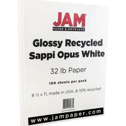 Photo Paper*JAM Paper Glossy Presentation Paper, 8.5" x 11", 100 Sheets/Pack (1034701D)