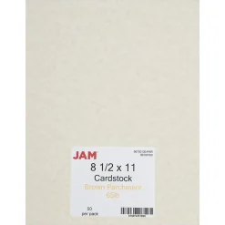 Card Stock*JAM Paper Parchment 65 lb. Cardstock Paper, 8.5" x 11", Light Brown, 50 Sheets/Pack (96700100)