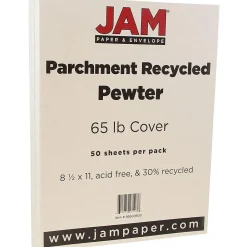 Card Stock*JAM Paper Parchment 65 lb. Cardstock Paper, 8.5" x 11", Pewter Gray, 50 Sheets/Ream (96600800)