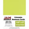 Business Cards*JAM Paper ® Printable Business Cards, 3 1/2 x 2, Ultra Lime Green, 100/Pack (22128340)