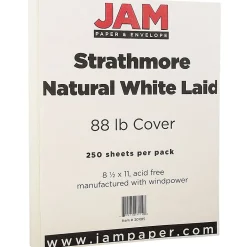 Card Stock*JAM Paper Strathmore 80 lb. Cardstock Paper, 8.5" x 11", Natural White, 250 Sheets/Ream (301015B)