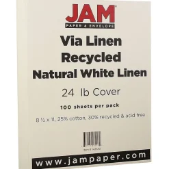 Resume Paper*JAM Paper ® Strathmore 24lb Paper, 8.5 x 11, Natural White Linen, 100 Sheets/Pack (143530)