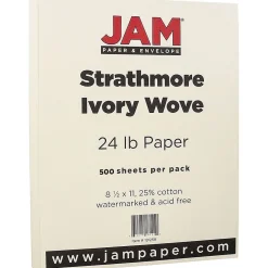 Resume Paper*JAM Paper ® Strathmore 24lb Paper, 8.5 x 11, Ivory Wove, 500 Sheets/Ream (191259B)