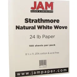 Resume Paper*JAM Paper Strathmore 24lb Paper, 8.5 x 11, Natural White Wove, 100 Sheets/Pack (300033)