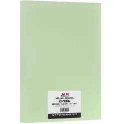 Card Stock*JAM Paper ® Vellum Bristol 67lb Cardstock, 11 x 17 Tabloid Coverstock, Green, 50 Sheets/Pack (16932836)