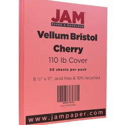 Card Stock*JAM Paper Vellum Bristol Cardstock Paper, 110 lbs., 8.5" x 11", Cherry Red, 50 Sheets/Pack (16932845)