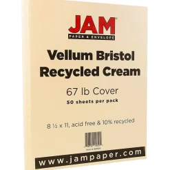 Card Stock*JAM Paper Vellum Bristol 67 lb. Cardstock Paper, 8.5" x 11", Cream, 50 Sheets/Pack (169824)