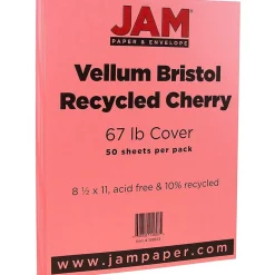 Card Stock*JAM Paper Vellum Bristol 67 lb. Cardstock Paper, 8.5" x 11", Cherry Red, 50 Sheets/Pack (169823)