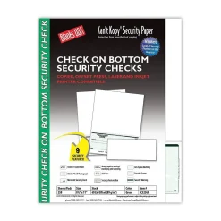 Security & Carbon*Kan't Kopy ® Blank/USA® 8 1/2" x 11" 60 lbs. Security Check on Bottom Paper, Void Green, 250/Pack