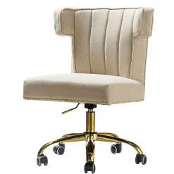 Office Chairs*Karat Home Armless Polyester Swivel Task Chair, Tan (OFM0001-TAN)