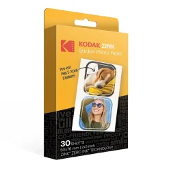Photo Paper*Kodak Zink Premium Pre-Cut Sticker Photo Paper, 2" x 3", 30 Sheets/Pack (RODZ2X330C)