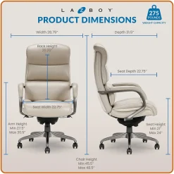 Ergonomic Chairs*La-Z-Boy Aberdeen Bonded Leather Executive Chair, (LF51122) Beige