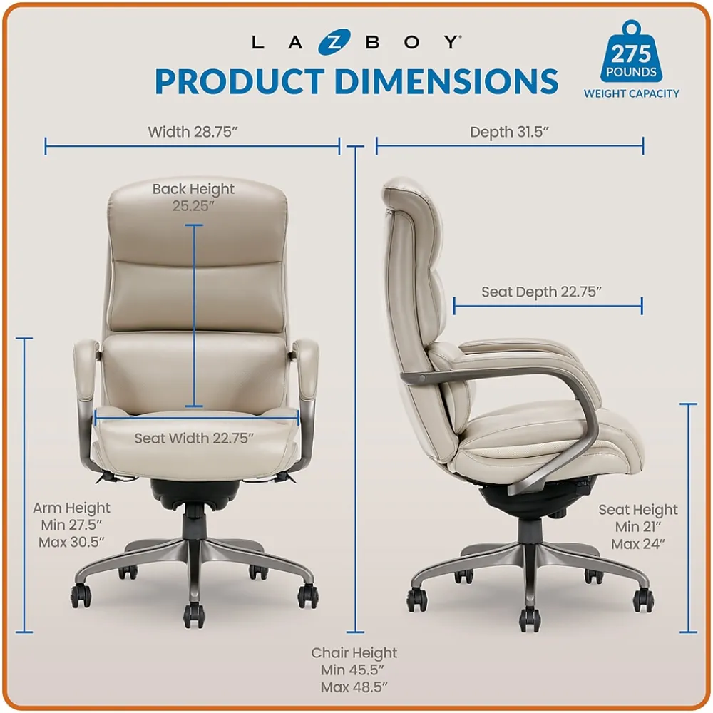 Ergonomic Chairs*La-Z-Boy Aberdeen Bonded Leather Executive Chair, (LF51122) Beige