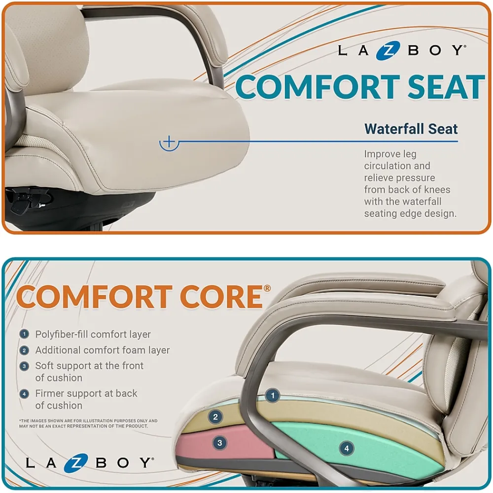 Ergonomic Chairs*La-Z-Boy Aberdeen Bonded Leather Executive Chair, (LF51122) Beige