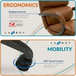 Ergonomic Chairs*La-Z-Boy Aberdeen Ergonomic Bonded Leather Swivel Computer and Desk Chair, (51545-CAM) Camel