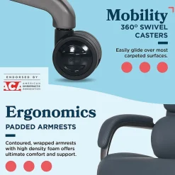 Office Chairs*La-Z-Boy Aberdeen Ergonomic Bonded Leather Swivel Executive Chair, Dark Blue (51545-DBLU)