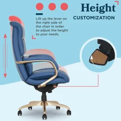 Office Chairs*La-Z-Boy Aberdeen Ergonomic Bonded Leather Swivel Executive Chair, Blue (51545-BLU)