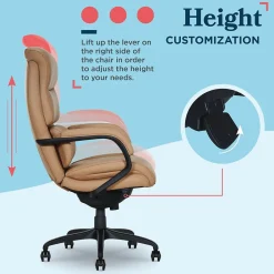 Office Chairs*La-Z-Boy Aberdeen Ergonomic Bonded Leather Swivel Executive Chair, Tan (51545-TAN)