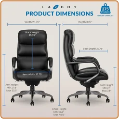 Ergonomic Chairs*La-Z-Boy Aberdeen Leather Computer and Desk Chair, (51545) Black