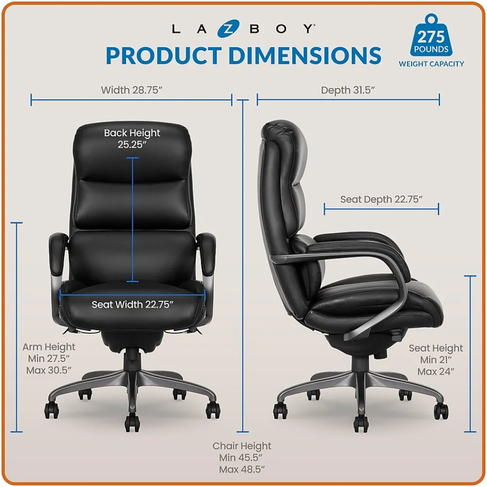 Ergonomic Chairs*La-Z-Boy Aberdeen Leather Computer and Desk Chair, (51545) Black