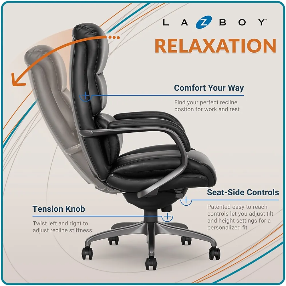Ergonomic Chairs*La-Z-Boy Aberdeen Leather Computer and Desk Chair, (51545) Black
