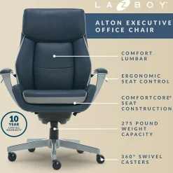 Ergonomic Chairs*La-Z-Boy Alton Ergonomic Bonded Leather Swivel Executive Chair, (60029-DS) Blue