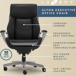 Ergonomic Chairs*La-Z-Boy Alton Leather Executive Chair, (51544) Black