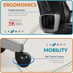 Office Chairs*La-Z-Boy Arcadian Bonded Leather Executive Chair, (60009) Black