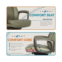 Office Chairs*La-Z-Boy Arcadian Ergonomic Bonded Leather Swivel Executive Chair, Olive (60008-OLV)