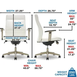 Office Chairs*La-Z-Boy Baylor Ergonomic Faux Leather Swivel Executive Chair, White (CHR10085A)