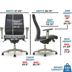 Office Chairs*La-Z-Boy Baylor Ergonomic Faux Leather Swivel Executive Chair, Black (CHR10085B)