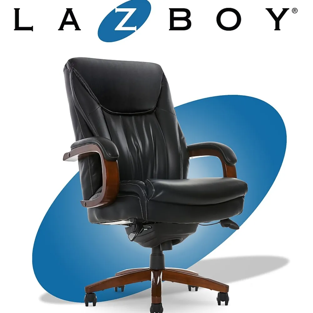 Office Chairs*La-Z-Boy Big & Tall Edmonton Ergonomic Bonded Leather Swivel Executive Chair, Black (45764A)