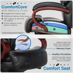 Office Chairs*La-Z-Boy Bradley Bonded Leather Executive Chair, (46089-CC) Black