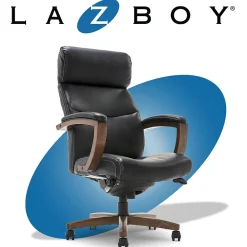 Office Chairs*La-Z-Boy Greyson Ergonomic Bonded Leather Swivel Executive Chair, Black (CHR10086B)