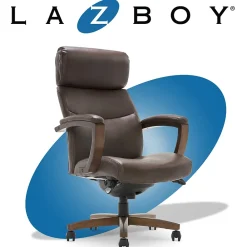 Office Chairs*La-Z-Boy Greyson Ergonomic Bonded Leather Swivel Executive Chair, Brown (CHR10086C)