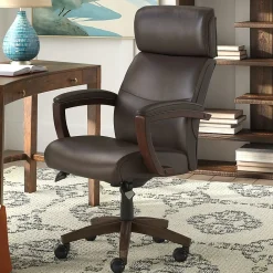 Office Chairs*La-Z-Boy Greyson Ergonomic Bonded Leather Swivel Executive Chair, Brown (CHR10086C)