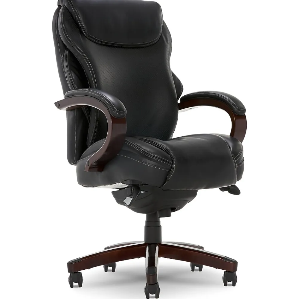 Office Chairs*La-Z-Boy Hyland Ergonomic Bonded Leather Swivel Executive Chair, Black (45779A)