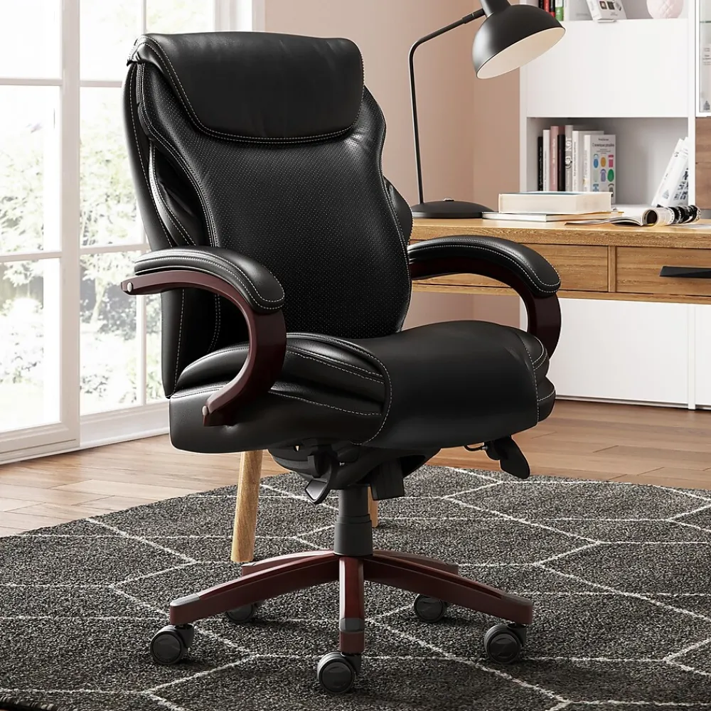 Office Chairs*La-Z-Boy Hyland Ergonomic Bonded Leather Swivel Executive Chair, Black (45779A)
