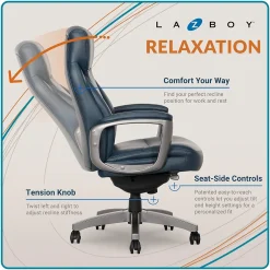 Ergonomic Chairs*La-Z-Boy Leather Executive Chair, (51447) Blue