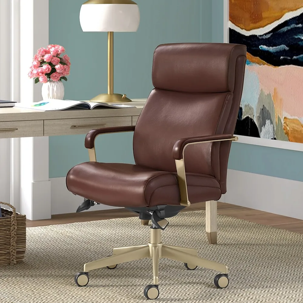 Office Chairs*La-Z-Boy Melrose Ergonomic bonded Leather Swivel Executive Chair, Brown (CHR10084C)
