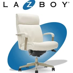 Office Chairs*La-Z-Boy Melrose Ergonomic bonded Leather Swivel Executive Chair, White (CHR10084B)