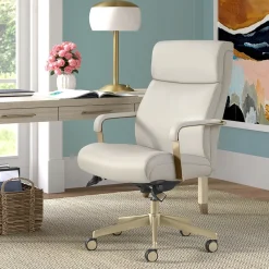 Office Chairs*La-Z-Boy Melrose Ergonomic bonded Leather Swivel Executive Chair, White (CHR10084B)