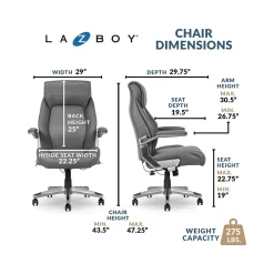 Office Chairs*La-Z-Boy Meyer Ergonomic Bonded Leather Swivel Executive Chair, (60082-GRY) Gray