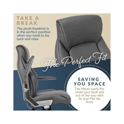 Office Chairs*La-Z-Boy Meyer Ergonomic Bonded Leather Swivel Executive Chair, (60082-GRY) Gray