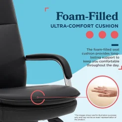 Office Chairs*La-Z-Boy Opus Ergonomic Bonded Leather Swivel Executive Chair, Black and Chrome (CCHR10015D)