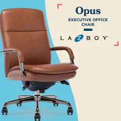 Office Chairs*La-Z-Boy Opus Ergonomic Bonded Leather Swivel Executive Chair, Cognac and Graphite (CCHR10015C)