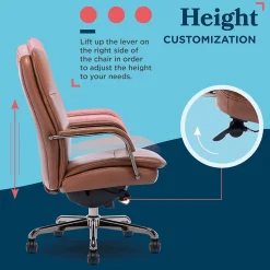 Office Chairs*La-Z-Boy Opus Ergonomic Bonded Leather Swivel Executive Chair, Cognac and Graphite (CCHR10015C)