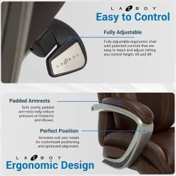 Office Chairs*La-Z-Boy Salerno Ergonomic Bonded Leather Swivel Executive Chair, Brown (45778-BRN)